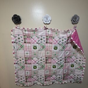 Handmade John Deere Pink Baby Blanket